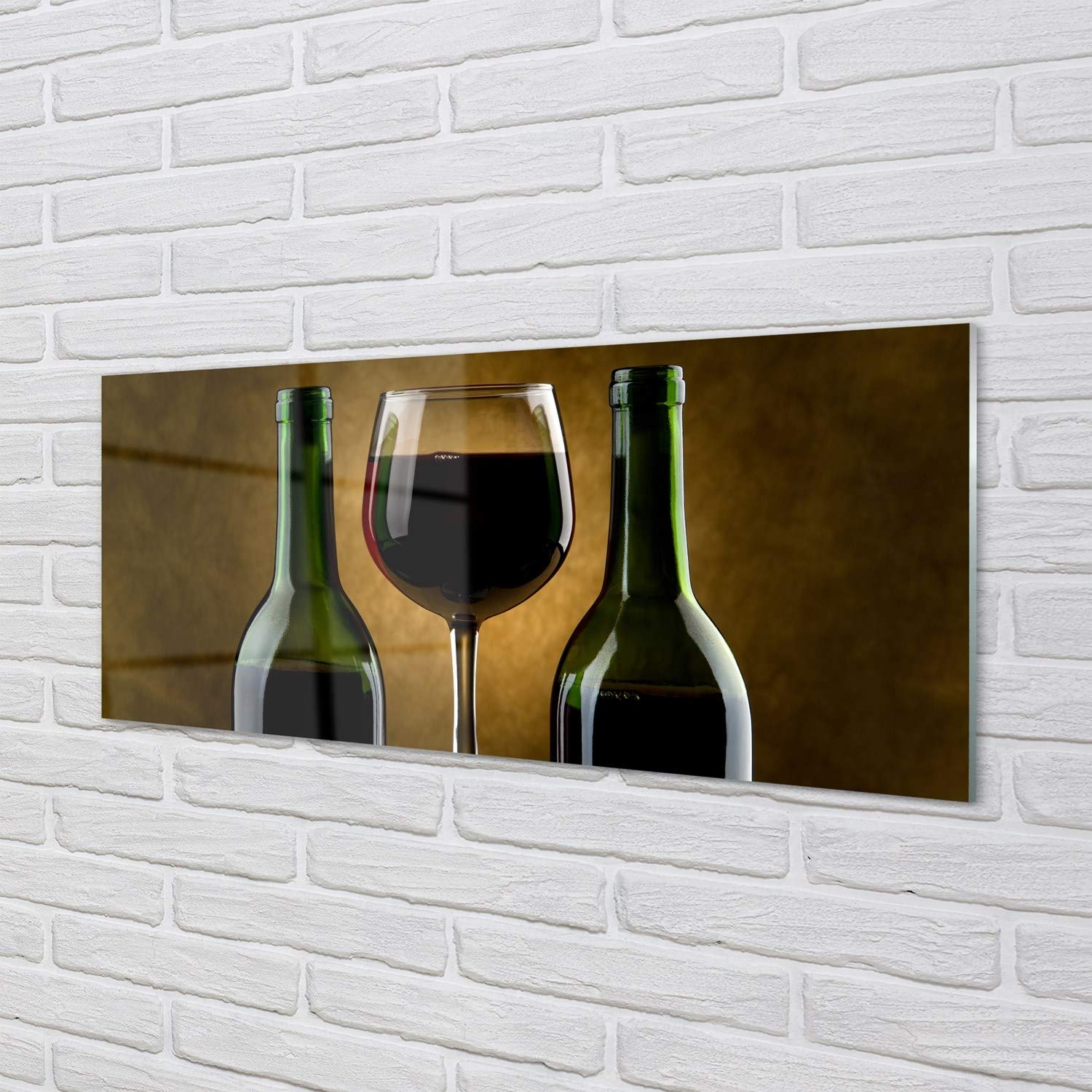Tulup Cuadro de Cristal 125x50cm Impresa Decoración De Pared Mural Vino - 2 Botellas de Vidrio de Vino
