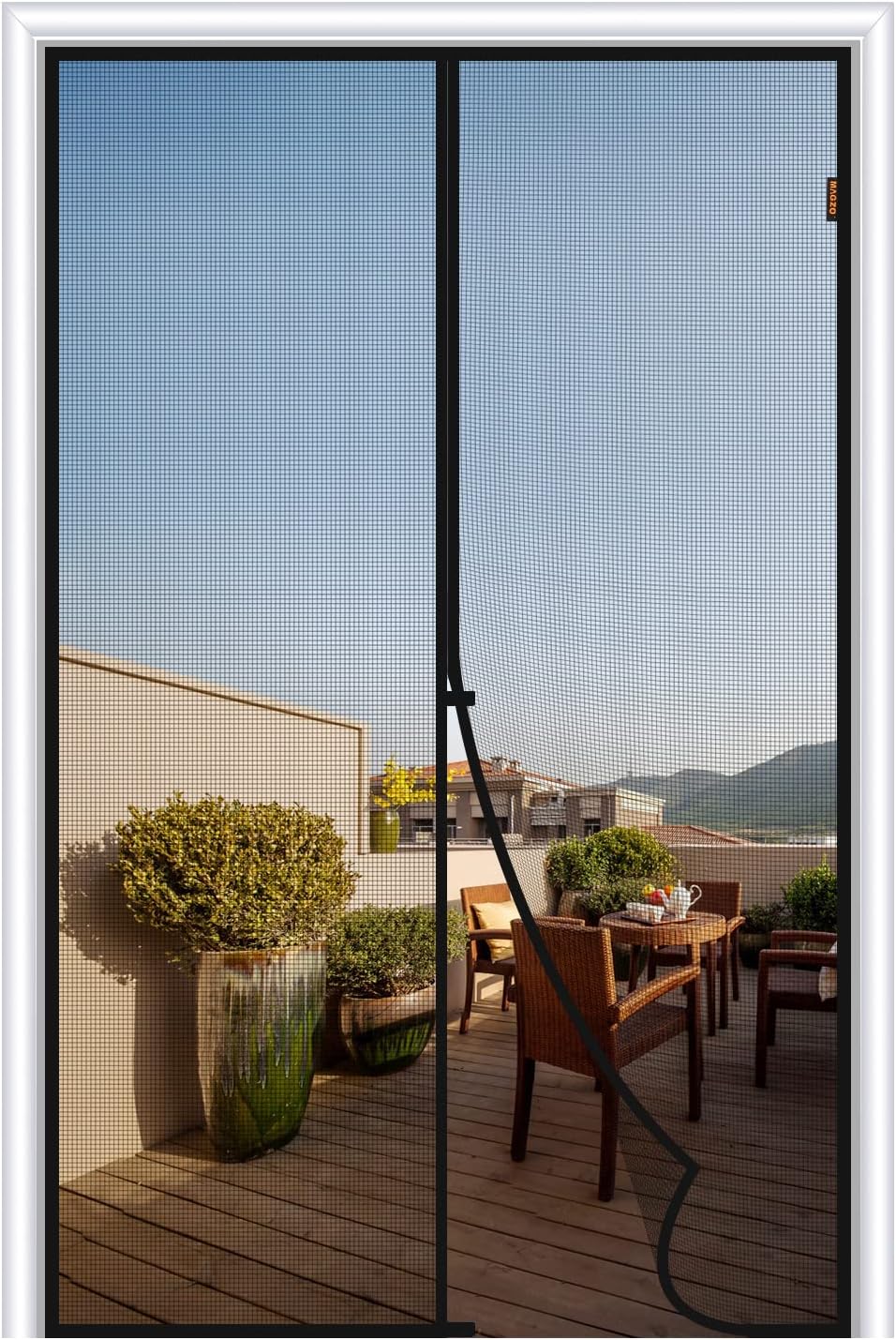 MAGZO Magnetic Screen Door Fit Door Size 30 x 80 Inch, Screen Size 32" x 81" Sturdy Magnet Middle Opening Screen Mesh Fit Door Size 30 x 80 Inch Black