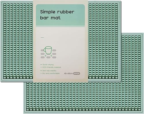 Miniatura 1 de Paquete de 2 tapetes de bar, tapetes de secado de herramientas de bar para el hogar, juego de bar de 18 x 12 pulgadas (verde) para bares, campamento