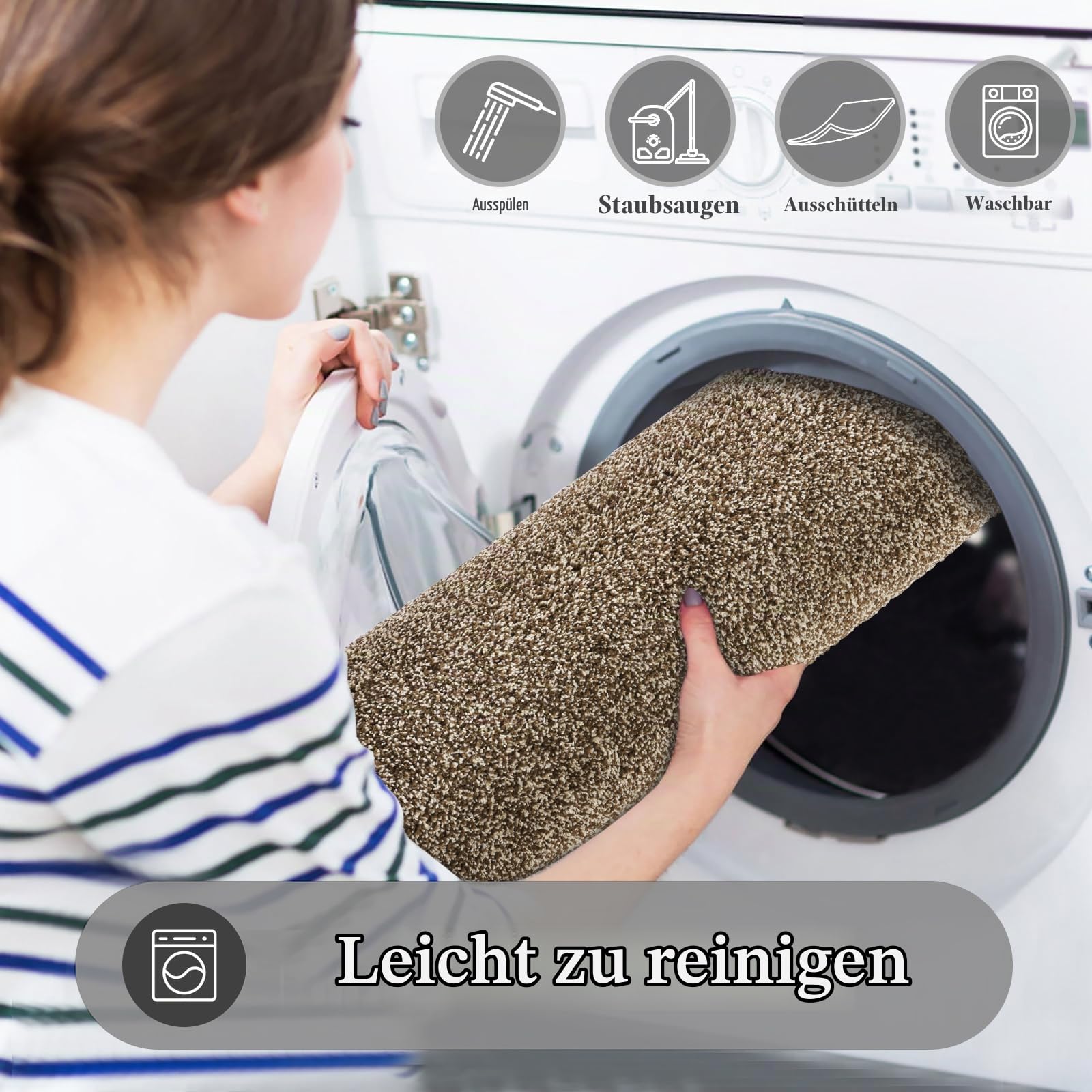 Pauwer Teppich Läufer Flur rutschfest maschinenwaschbar super saugfähig für Schlafzimmer Eingang Waschküche Braun 60 x 180 cm