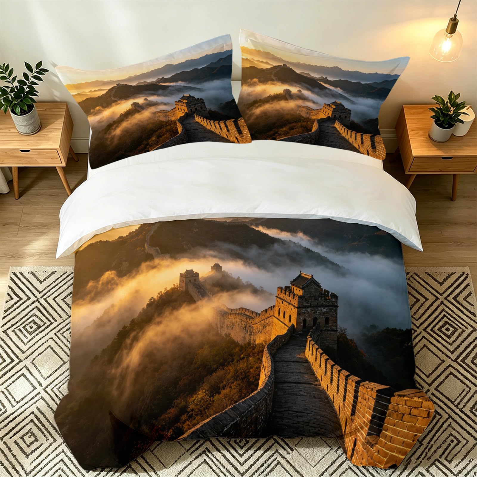 Housse de couette 220x240 imprimé 3D avec 2 taies d'oreiller 65x65