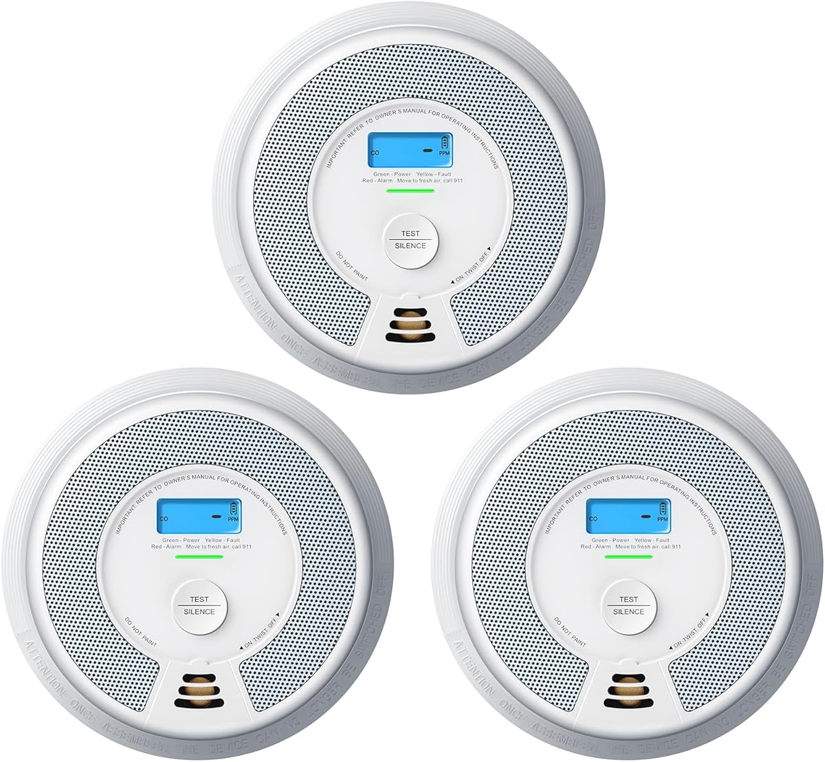 X-Sense Smoke Detector Carbon Monoxide Alarm Combo, 10-Year Non-Replaceable Battery, Not Hardwired, UL 217 9th Edition Certified, Model XP0H-SN, 3-Pack
