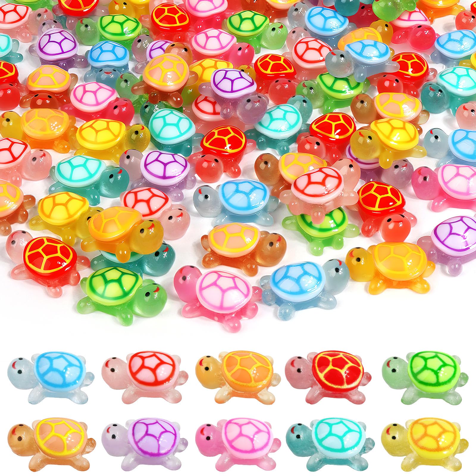 Mini Resin Sea Turtle Figurines 60 PCS Mini Resin Turtle, Luminous ...
