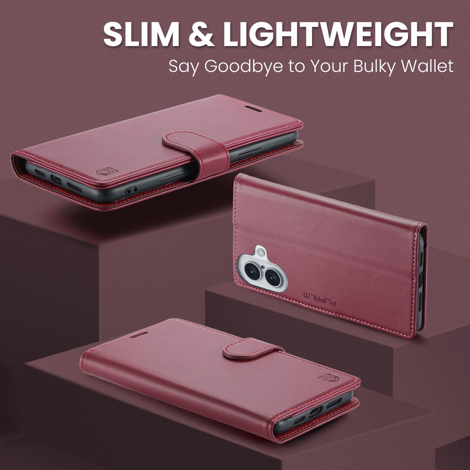 Wallet Case Iphone 15 Pro Max Refilerss Flip Wallet Case For IPhone 16 Case PU Leather Magnetic Folio Cover With Card Holder Kickstand Shockproof Protective Phone Case IPhone 16 5G 6.1 Inch