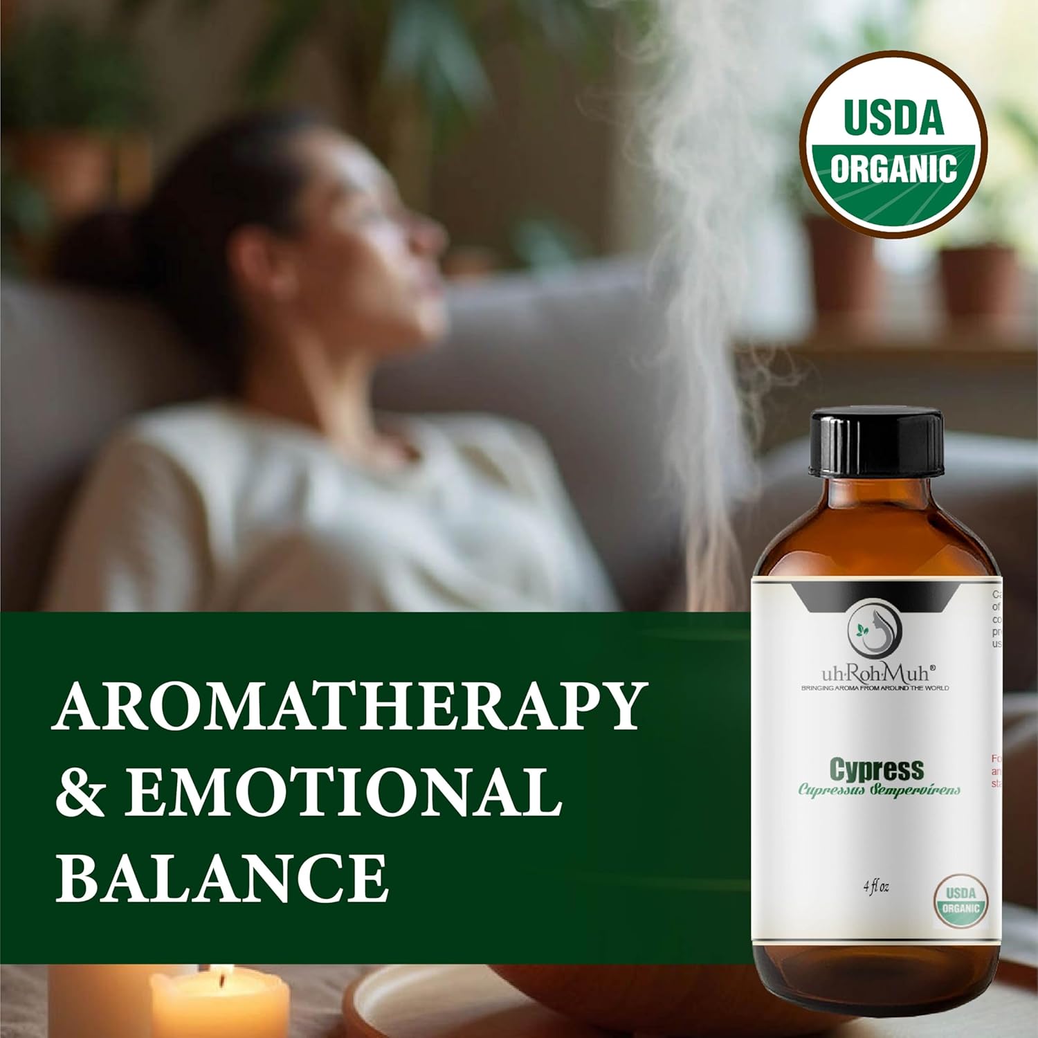 Organic Cypress Essential Oil | Steam Distilled Cupressus Sempervirens Leaf Oil, Fresh Woody Aroma Middle Note Oil for Aromatherapy, Skincare, Haircare and DIY Cosmetic Blends | Spain - 4 Fl Oz