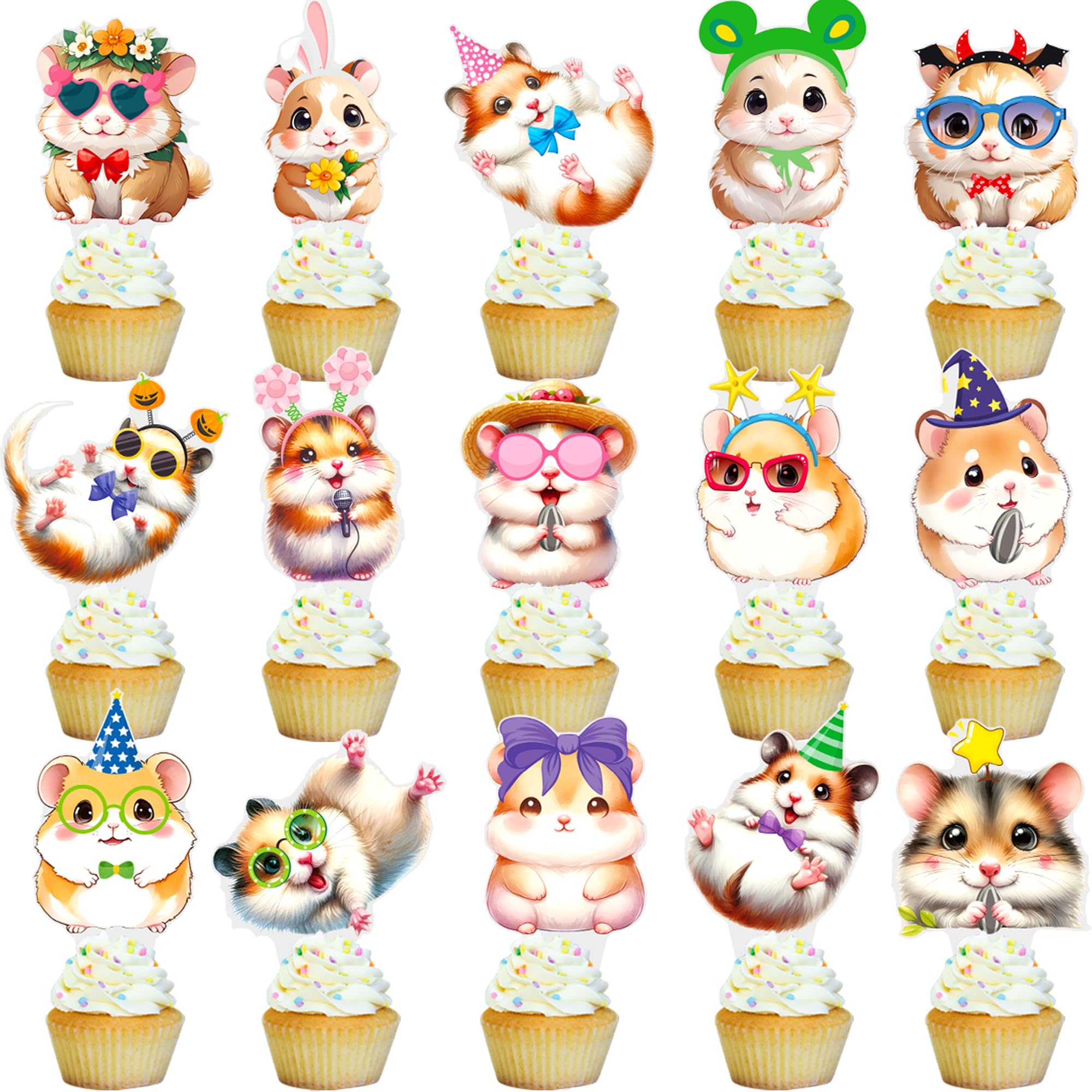 Hamster Cupcake Topper für Hamster Thema Geburtstag Party Dekorationen