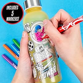 Horizon Group USA Miraculous Create Your Own Color-Changing Water Bottle - Color Your Own Water Bottle - Ages 6+