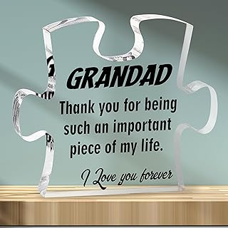 Merclix Grandad Gifts from Grandchildren Puzzle-Shaped Acrylic Plaque Grandad Birthday Gifts from Grandson Christmas Fathers day Birthday Gifts for Grandad Presents for Grandad from Granddaughter