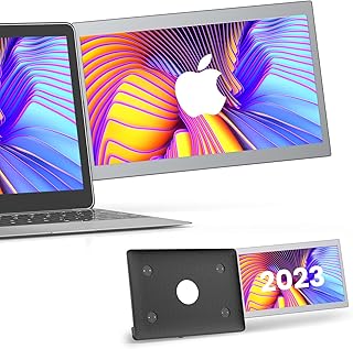 Alecewey Portable Monitor for MacBook Laptop Screen Extender Dual Monitor Display 12'' Inch FHD 300 Nit External Monitor with Type-C/Speaker P1M Only for 13.6'' MacBook