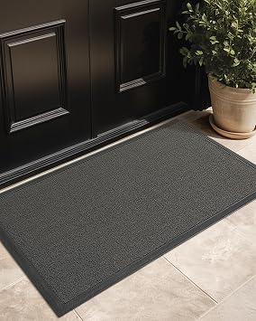 COLOR&GEOMETRY Doormat Outdoor Weatherproof   Gray 50 x 80 cm   Door Mat Outdoor Dirt Trapper Mat Welcome Front Door