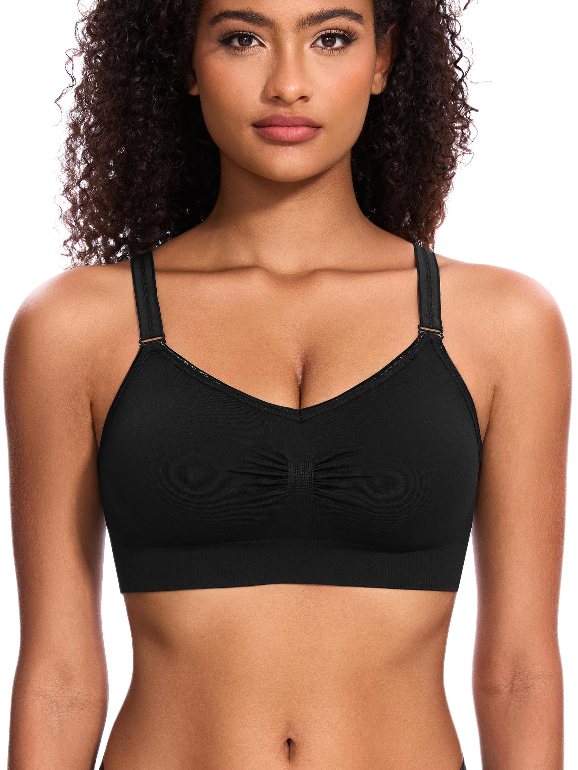 HBselect 4 STK. BHS Damen ohne Bügel Nahtlose Sports BHS Seamless Bralettes Bügelloser T-Shirt Bra Yoga Bustier Push Up BH für Große Brüste Starker Halt