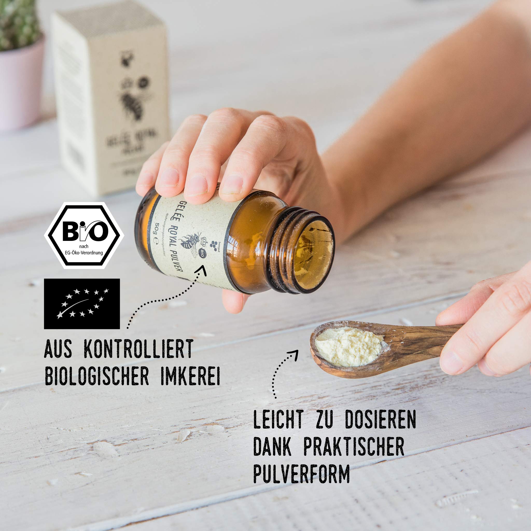 beegut BIO Gelée Royal Pulver, 50g gefriergetrocknetes BIO Gelee Royal (royal jelly), lange haltbar ohne Kühlung