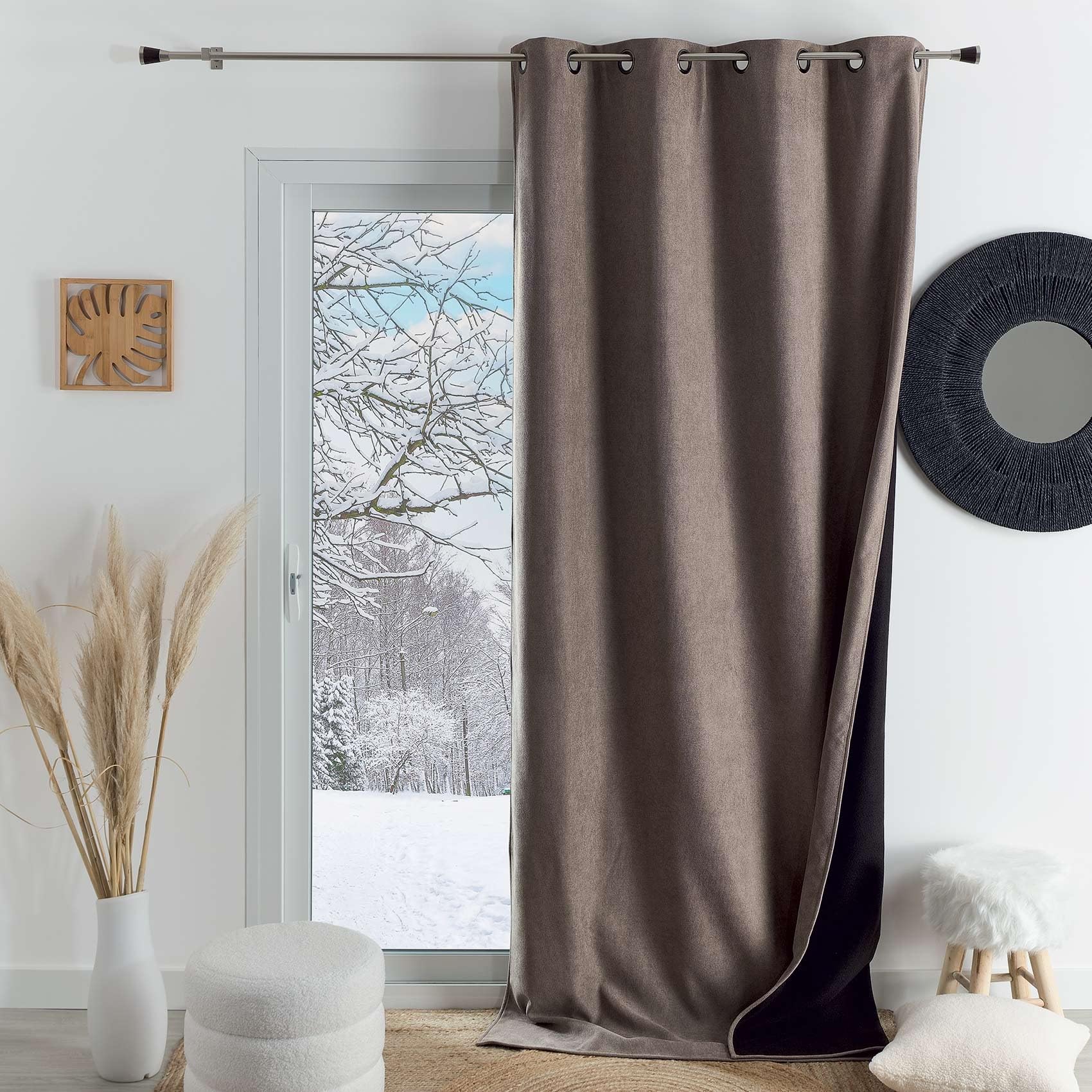 HomeMaison.com Insulated Curtain – Thermal Curtain – Blackout Curtain – Linen Curtain – 140 x 180 cm