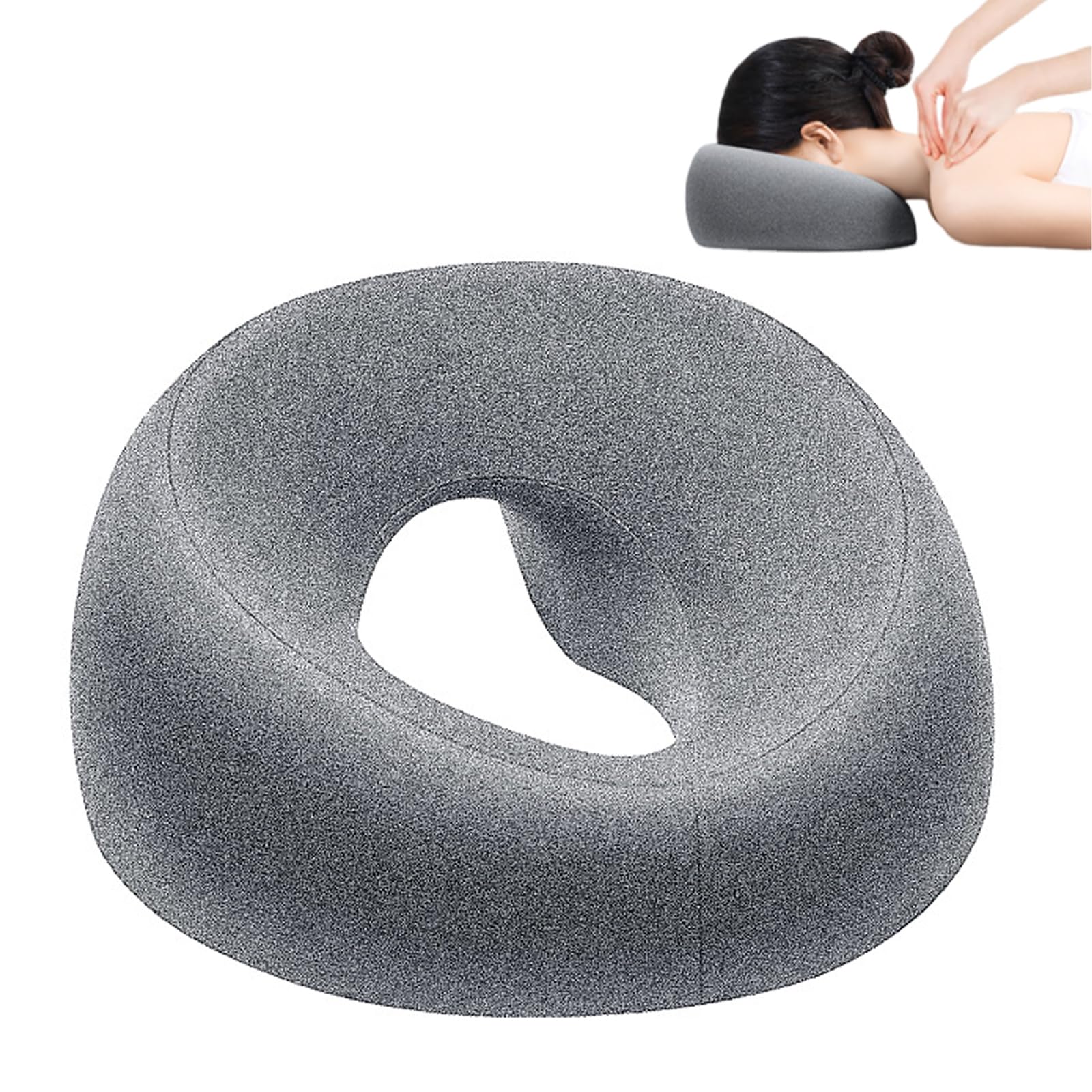 Almohada de Masaje Facial Boca Abajo con Agujero - Reposacabezas en Forma de U con Espuma Viscoelástica - Ideal para Camillas de Masaje, SPA, Salones de Belleza y Uso Doméstico