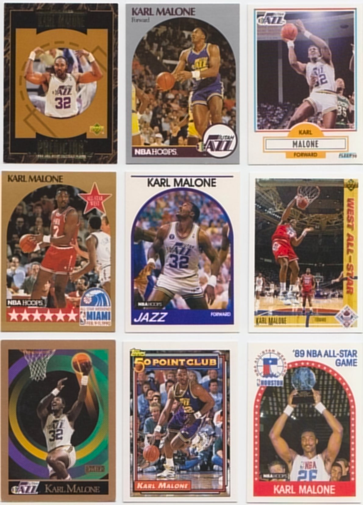 Karl Malone / 50 Different Basketball Cards featuring Karl Malone 