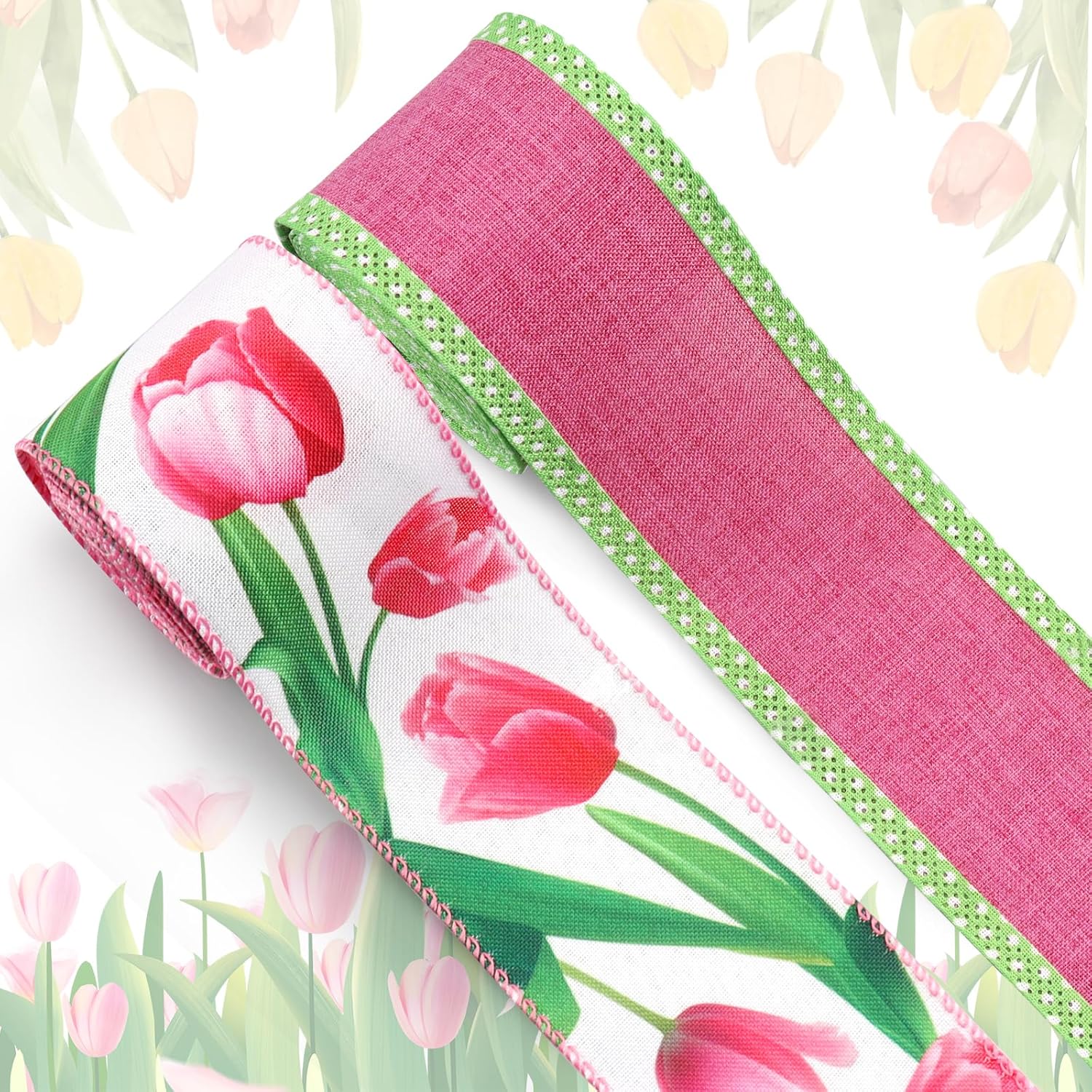 Amazon.com: Estivaux 2 Rolls Spring Craft Ribbon for Wreath Bows, 2.5 ...