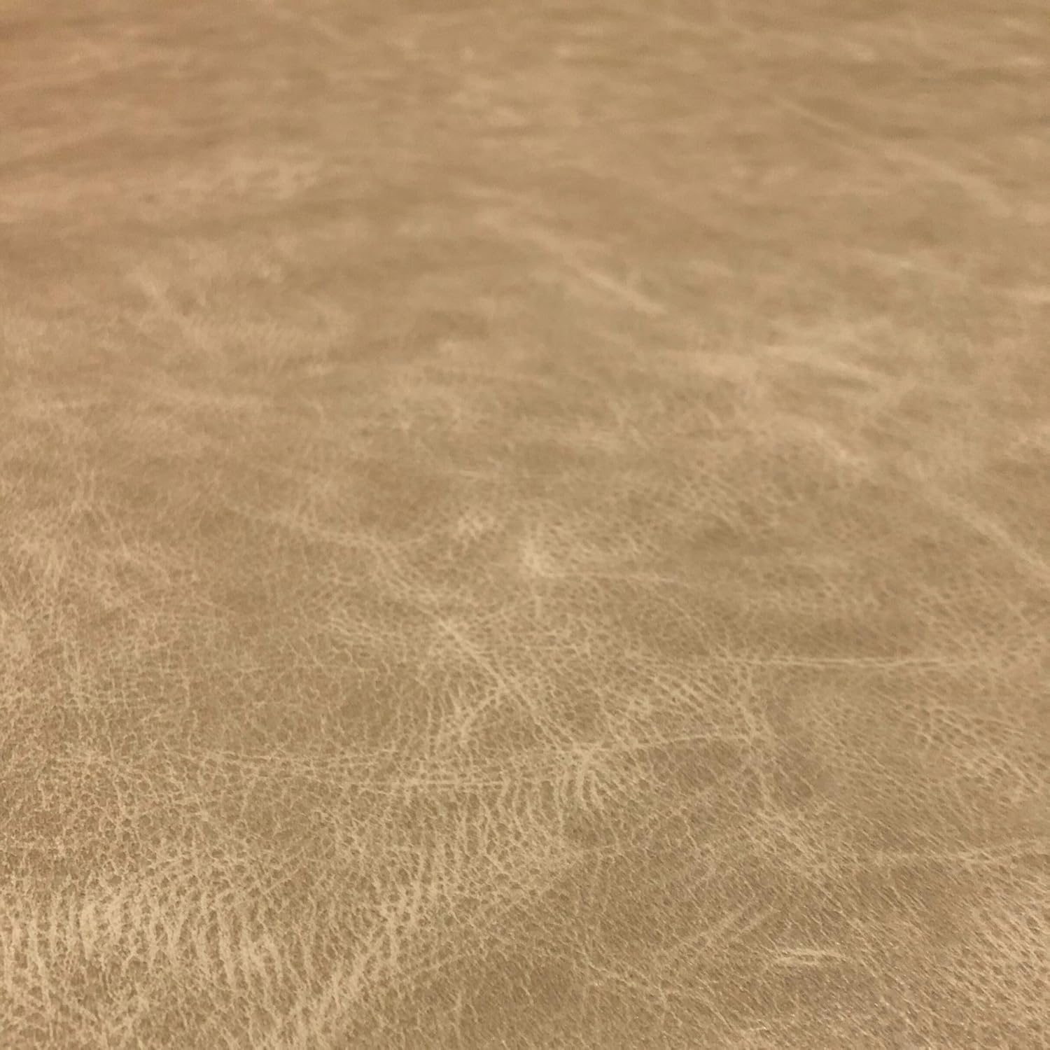 Faux Leather Upholstery Fabric, Thick Durable Synthetic Leather Vinyl, Soft Touch Distressed DIY and Craft Material - Cut Continuously by The Yard (Tan)