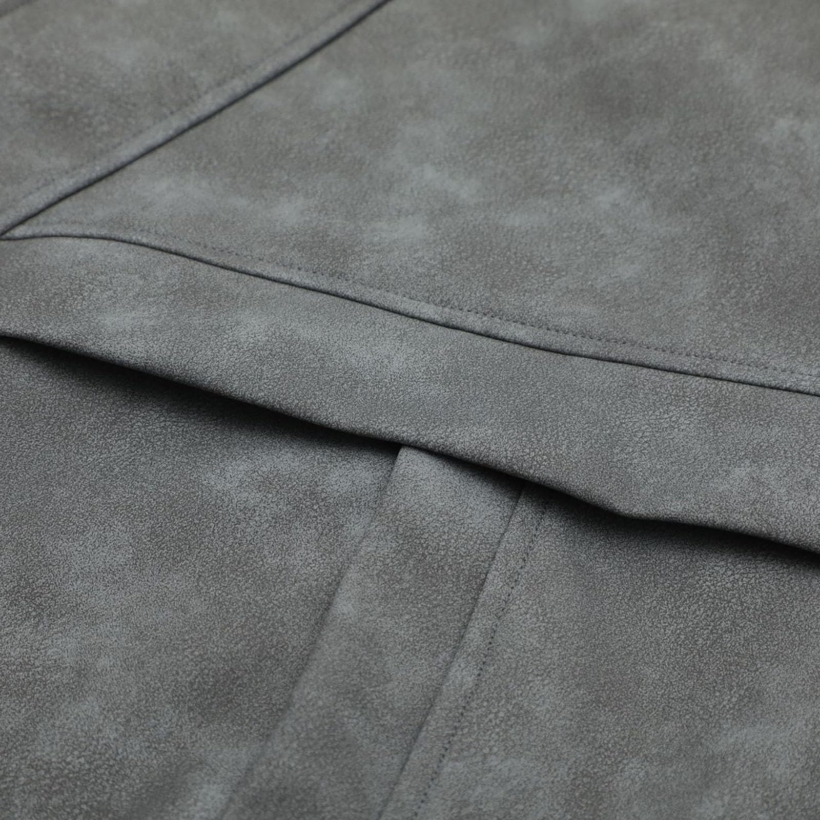 Giacca in pelle scamosciata, elegante, con orlo elasticizzato, stile motociclista, college, colletto alto | Giacca blouson slim fit, in pelle, da uomo, lunga, antivento, ideale per escursioni, campeggio e università