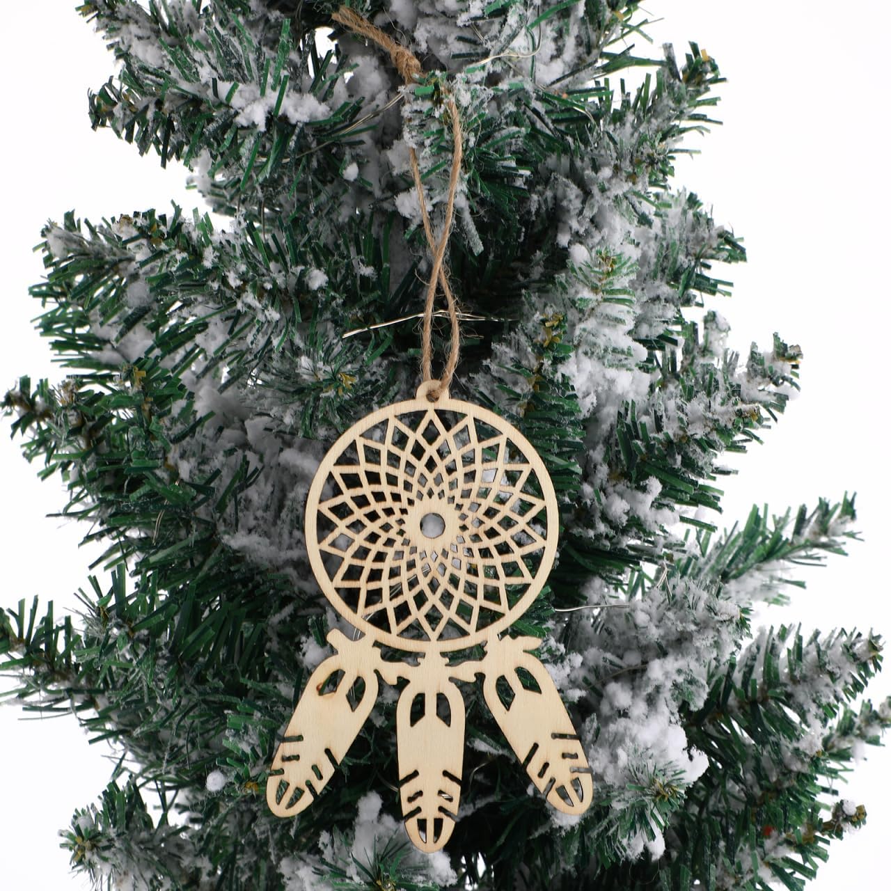 Decorative Hanging Ornaments 4 Sets/ 40pcs Wooden DIY Dream Catchers Kits Unfinished Wood Dream Catchers Hanging Decorations Wood Slices for DIY Crafts Christmas Ornaments DIY Kits - Image 4