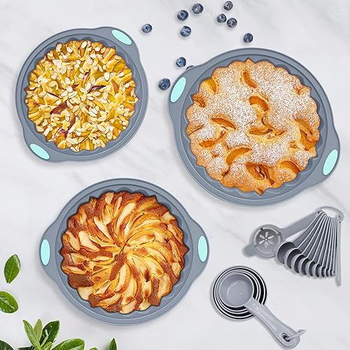 Miniatura 2 de To encounter 44 moldes redondos de silicona para tartas, juego de moldes para hornear resistentes al calor, molde de silicona antiadherente para