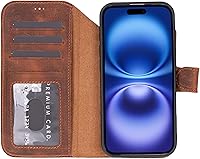 Vista 5 de Funda tipo cartera de piel prémium para iPhone 17 Air, funda personalizada con bloqueo RFID y ranuras para tarjetas, diseño compatible con MagSafe