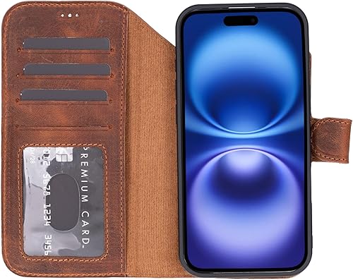 Miniatura 5 de Funda tipo cartera de piel prémium para iPhone 17 Air, funda personalizada con bloqueo RFID y ranuras para tarjetas, diseño compatible con MagSafe