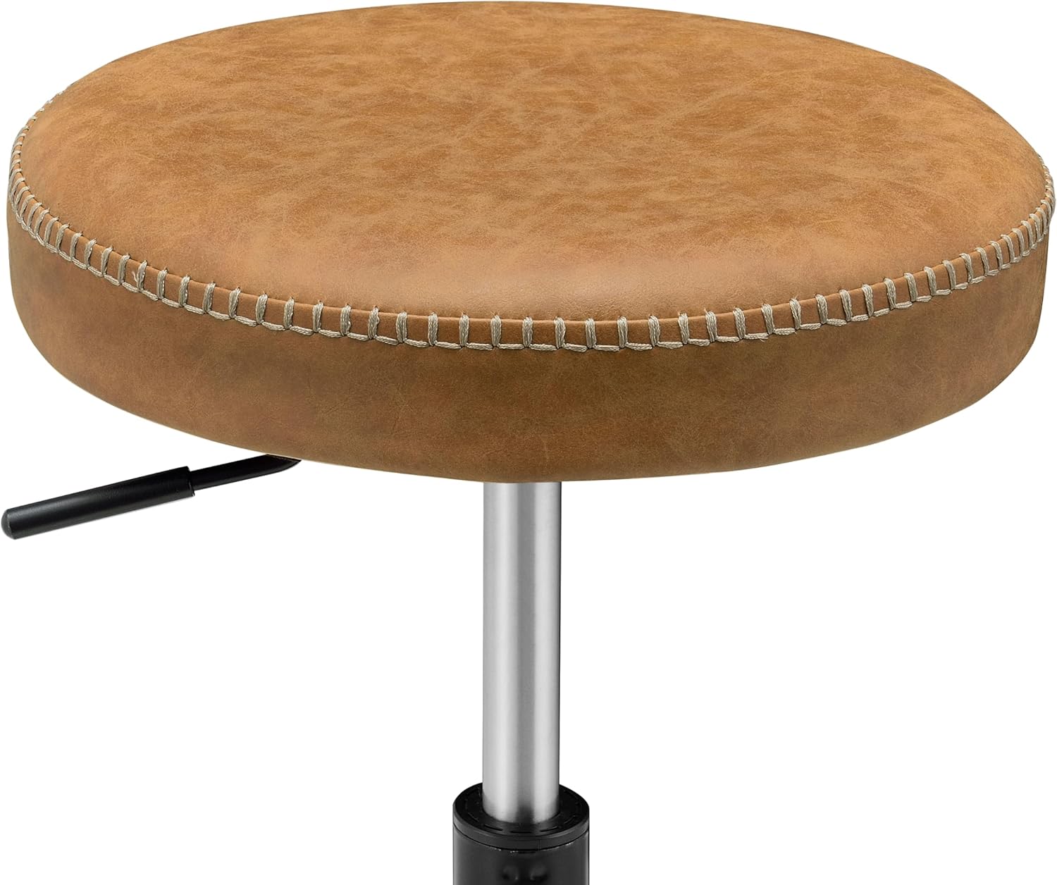 New Pacific Direct Eaton PU Leatgher Gaslift Backless Swivel Bar Bar & Counter Stools, Vintage Cedar Brown