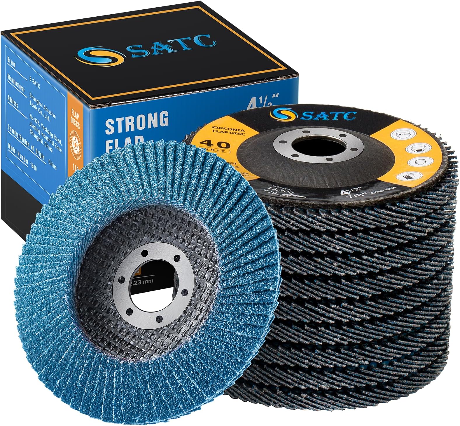 SATC Flap Discs 40 Grit 115mm Zirconia 10 Pack Grinding Discs Type 29 Sanding Discs for Angle Grinder to Sanding Grinding Metal Wood