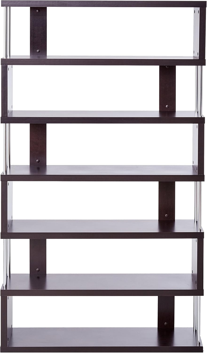 Baxton Studio Barnes 6-Shelf Modern Bookcase, Dark Brown