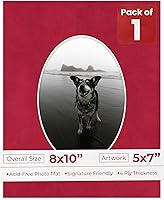 Vista 123 de Tapete de 8 x 10 pulgadas, corte biselado para fotos de 5 x 7 pulgadas, con apertura de tablero de fotos ovalado blanco precortado, sin ácidos, mate