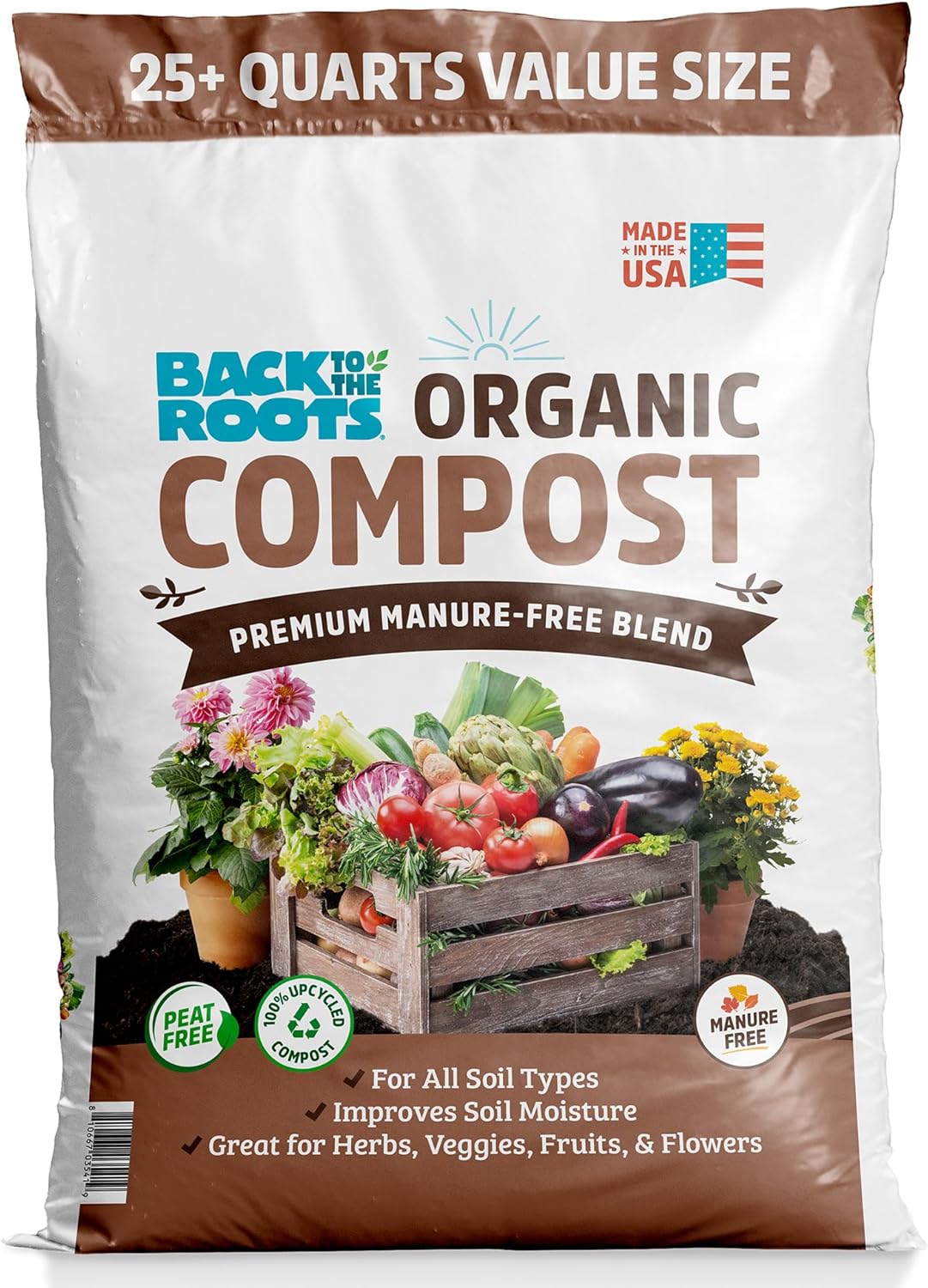 Back to the Roots 25.7qt (1 Cubic ft) Organic Premium Compost Compost 1 Cubic Ft
