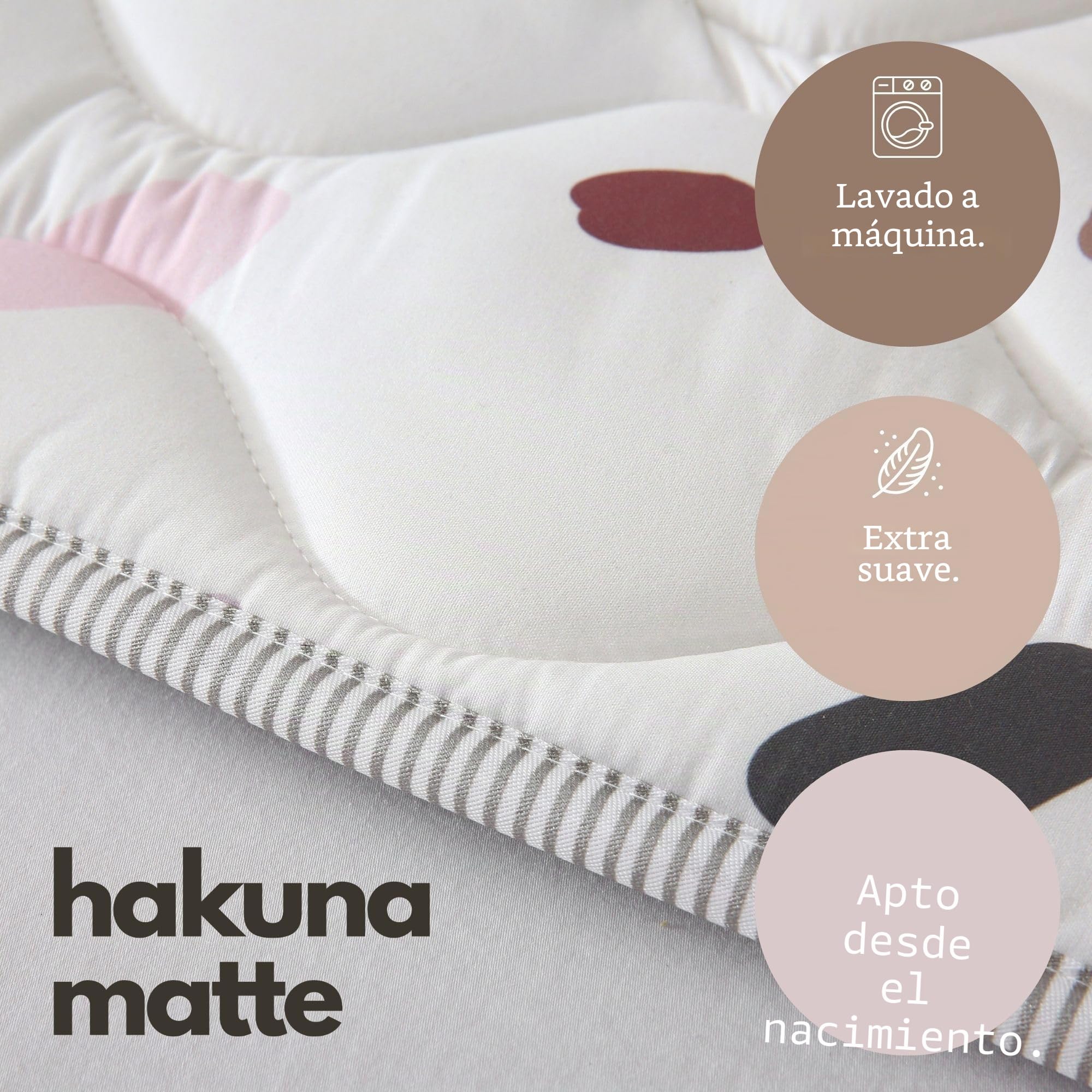 Hakuna Matte Manta acolchada para gatear para bebé, 127 x 127 cm, confeti – extra grueso 1,5 cm y suave alfombra para gatear en bonito diseño unisex – Alfombrilla de juego para bebé con base
