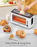 LONGDEEM Toaster 2 Slice, Bagel-Ready with Extra Wide Slots, Easy to Clean, See Through Window, Includes Defrost, Reheat & Auto Shutoff for All Baked Goods, White