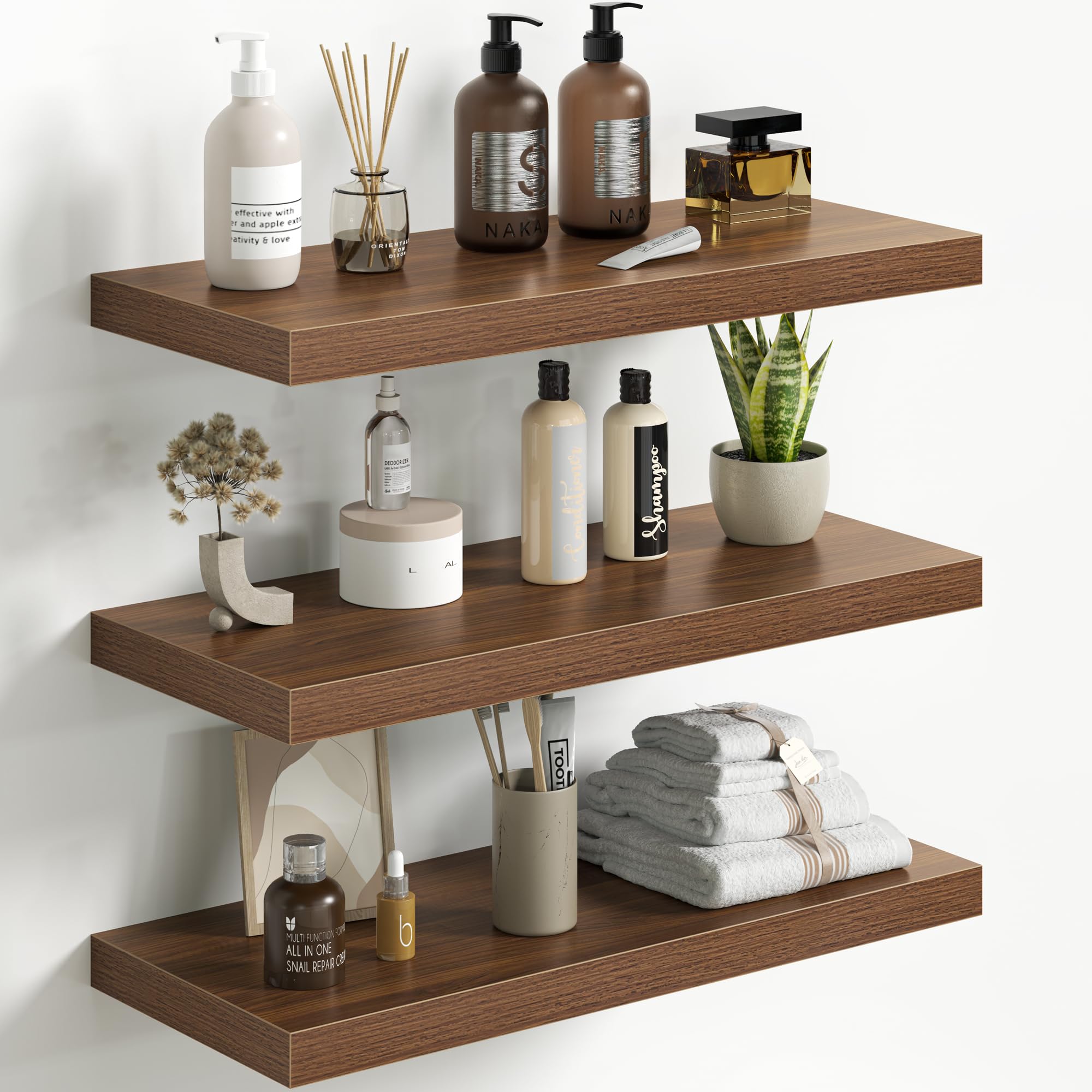 Floating Wall Shelves, Set of 3 - 24 Inch