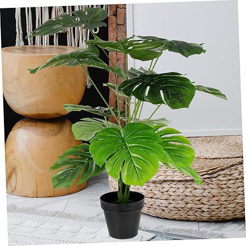 Miniatura 6 de Pequeñas plantas artificiales de hoja de tortuga simulada en macetas, planta de interior falsa palmera en maceta, planta verde sintética, decoración