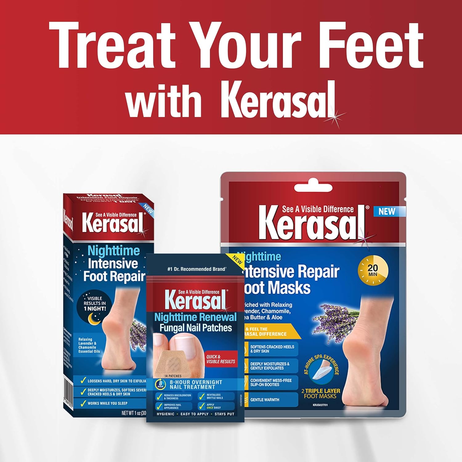 Kerasal Fungal Nail Renewal Nighttime Nail Patches, Restores Appearance of Discolored or Damaged Nails, 14 Count : Health & Household