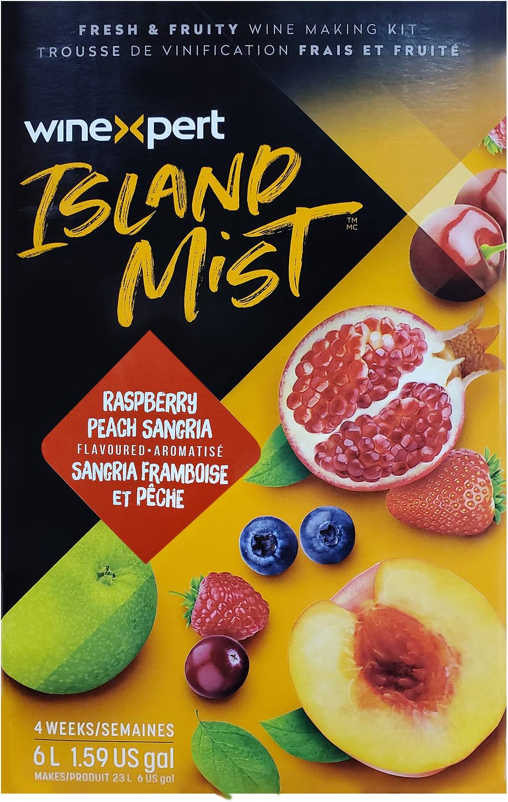 Island Mist Raspberry Peach Sangria 7.5 Liter Wine Making Kit, HAR020