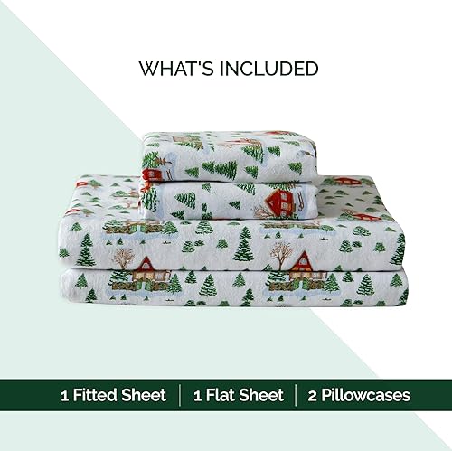 Miniatura 5 de Elegant Comfort Ultra Soft 4-Piece 100% Turkish Cotton Flannel Sheet Set - Holiday Christmas Flannel Sheets, Warm and Cozy Premium Quality, Deep