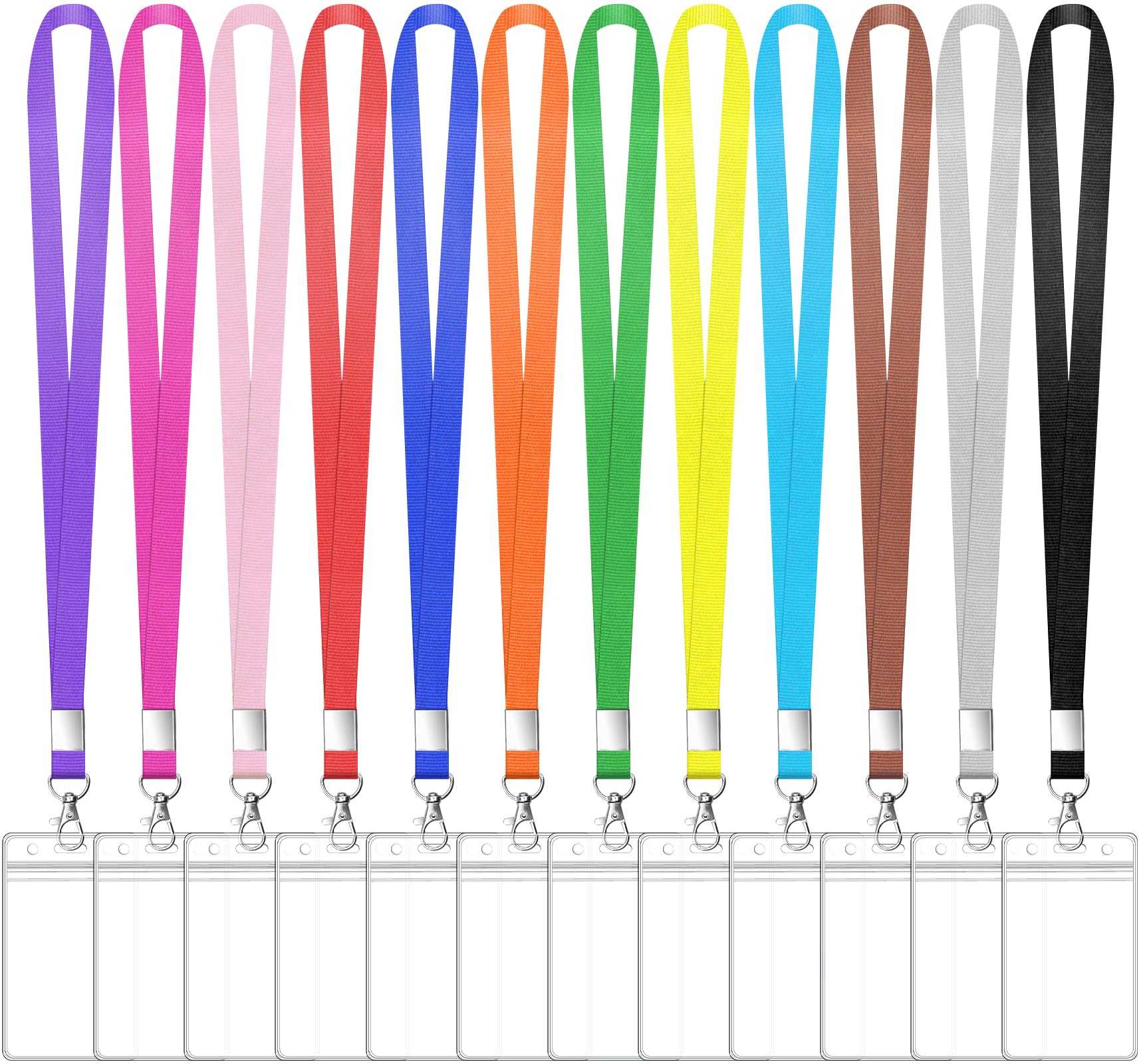 12 Pack Cruise Lanyard with ID Card Holder Colorful Lanyard with Waterproof ID Badge Holder (12 Colors)