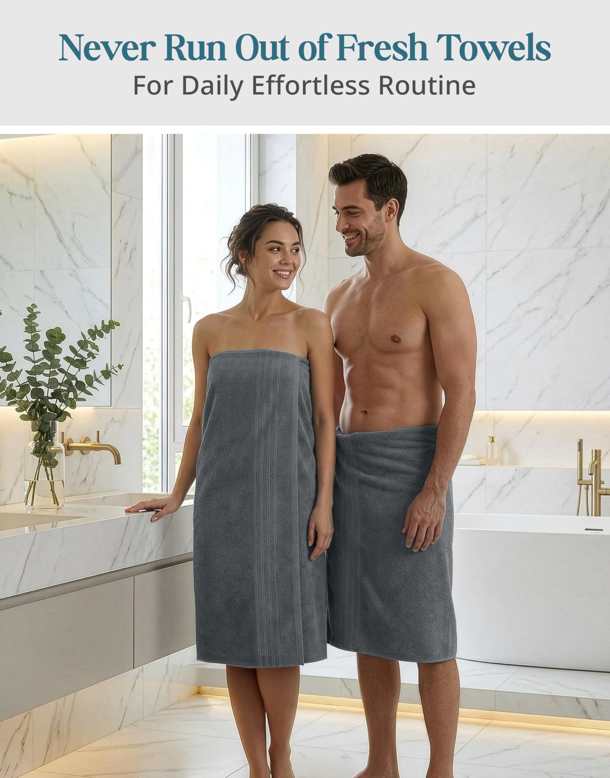 Casa Platino Set di 4 asciugamani da bagno in 100% cotone (76,2 x 152,4 cm), grandi asciugamani in cotone filato ad anello, ad asciugatura rapida, morbidi e assorbenti, rimangono morbidi dopo