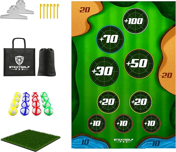 Golf Game for Adults Outdoor Indoor - Backyard Chipping Set with Sticky Balls - Family Entertainment Multi-Player Action - Friend and Party Activity - Gift for Golfers