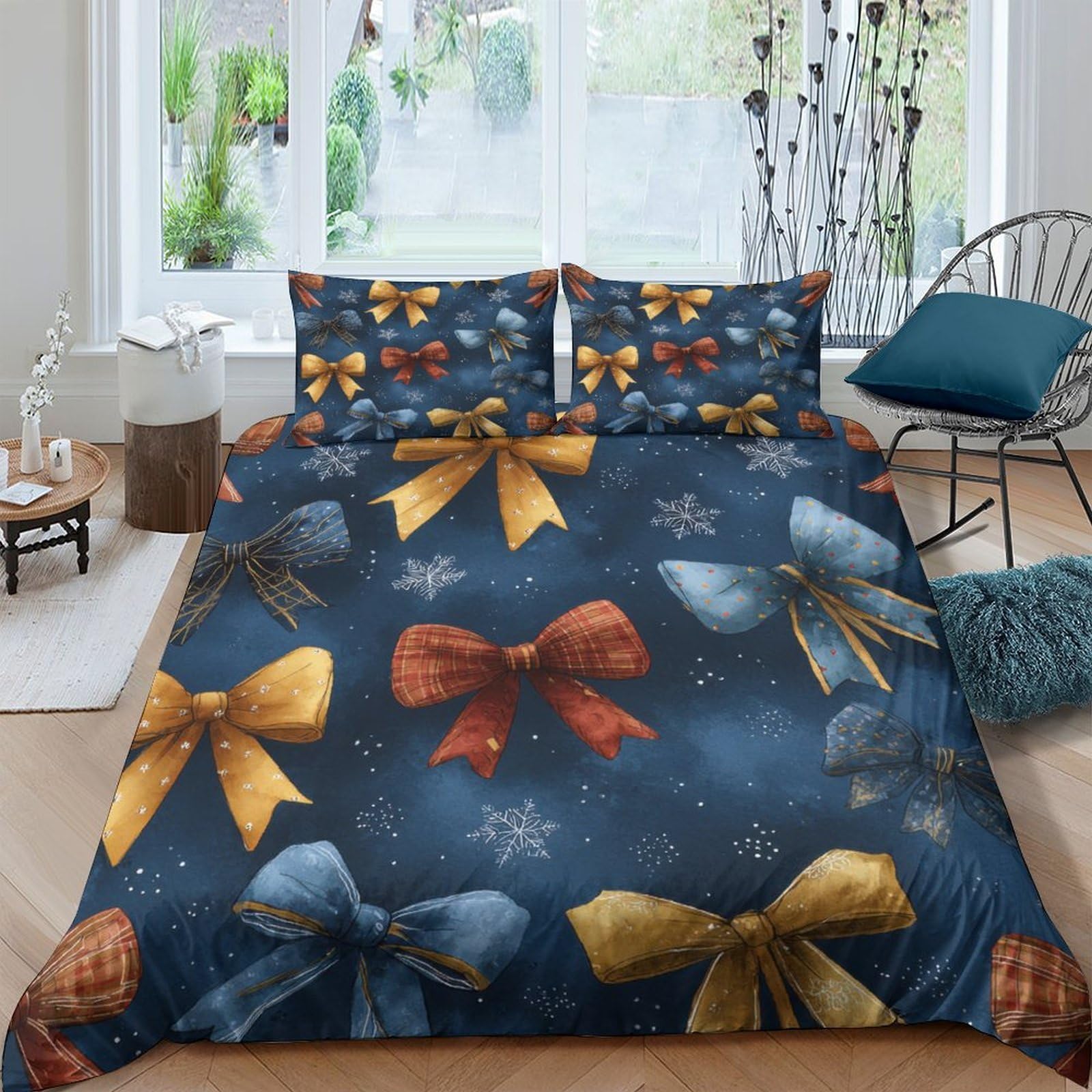 Ctjqhvkz Style-10 3D Printed Festive Ribbon Fitted Sheet Microfiber Soft Decorative Bow Pattern Mattress Cover For Bedroom Guest Room Easy Care Single（135X200cm）