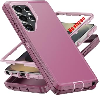 for S25 Ultra Case,[Military Grade] 3 in 1 Full Body Shockproof Dust/Drop Proof Heavy Duty Protection Cover,for Samsung Galaxy S25 Ultra 6.9 Inch,Pink+Wine Red
