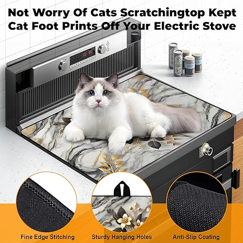 Miniatura 4 de Cubierta superior de estufa de vidrio resistente al calor con revestimiento de goma antideslizante, protector de estufa eléctrica de 28.5 x 20.5