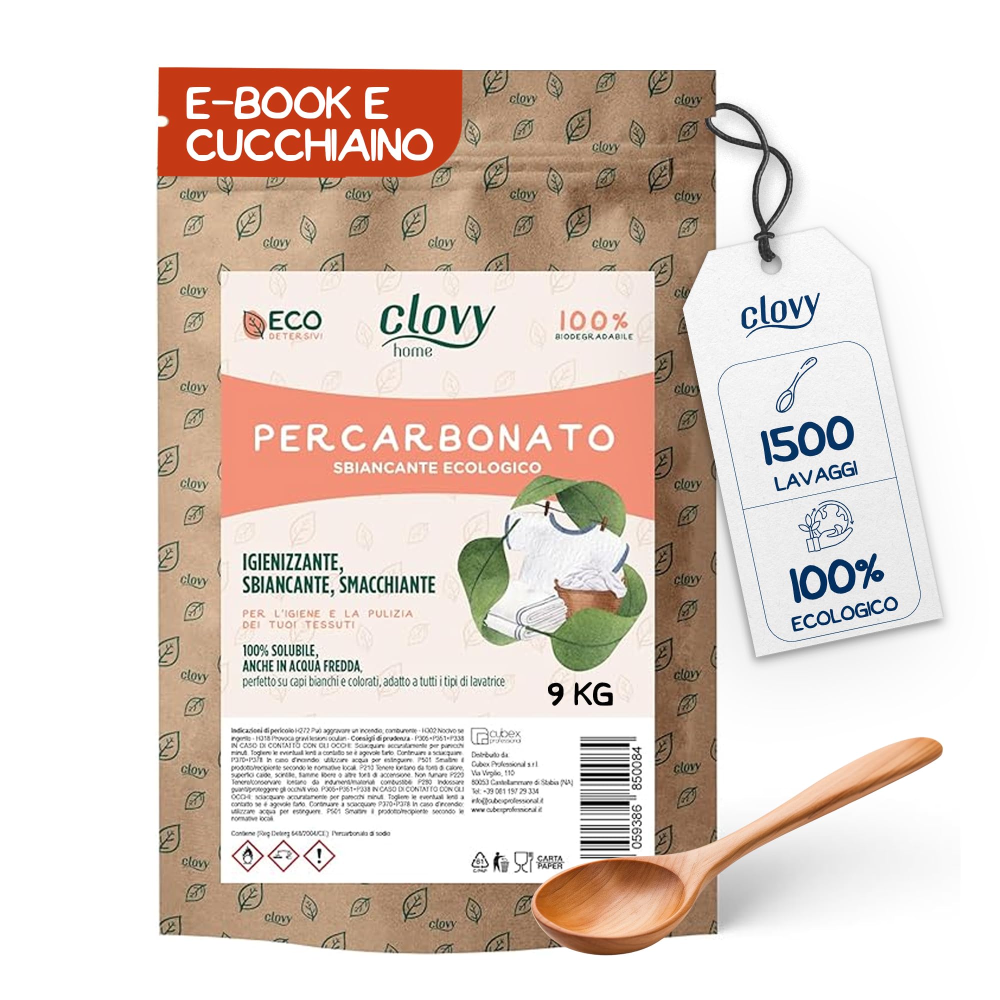 cubex professional Percarbonato de sodio puro 2,5 kg, quitamanchas, desinfectante y blanqueador ecológico para la higiene y limpieza de sus tejidos y lavavajillas