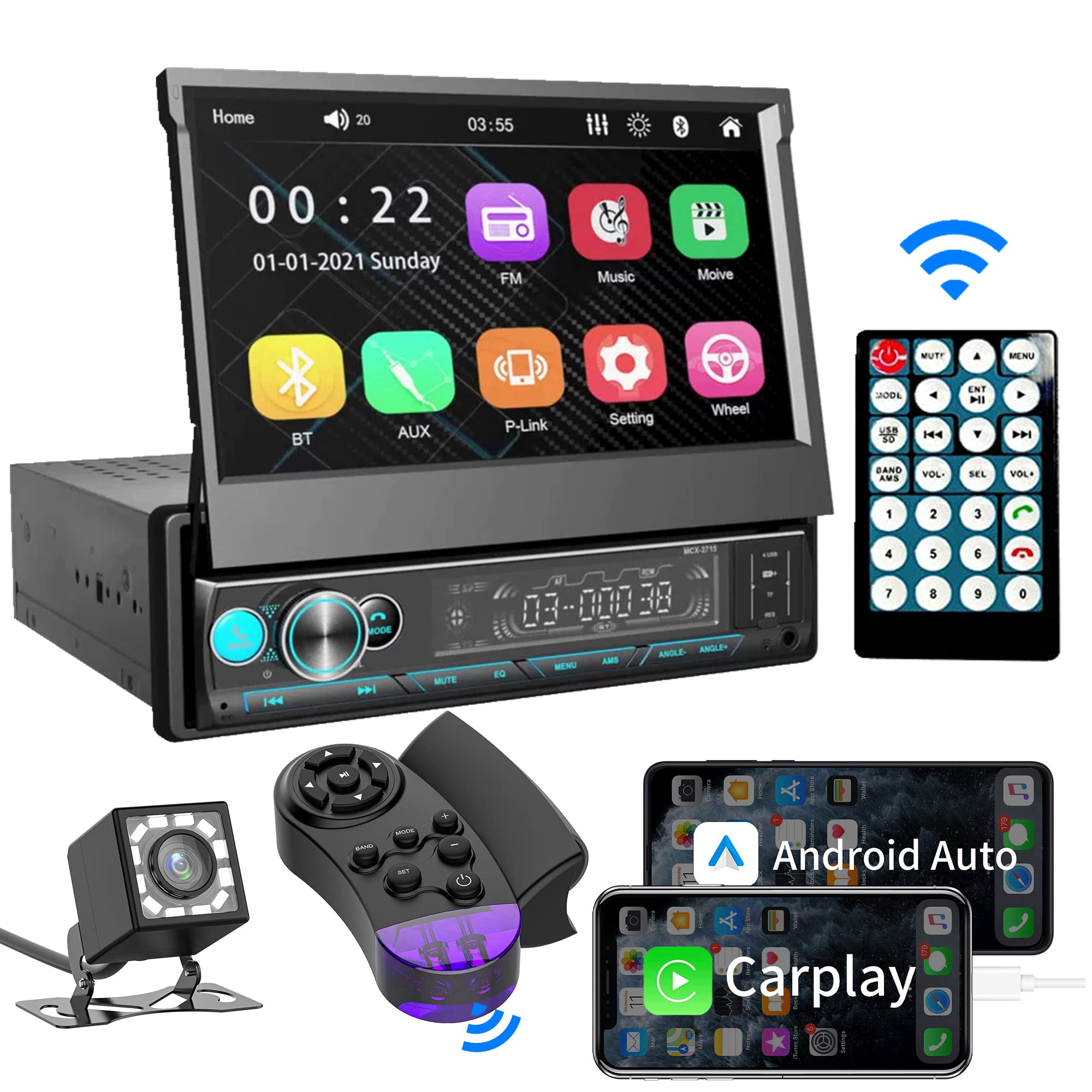 Buy ASTSH Single Din Car Stereo with Apple Carplay and Android Auto, 7