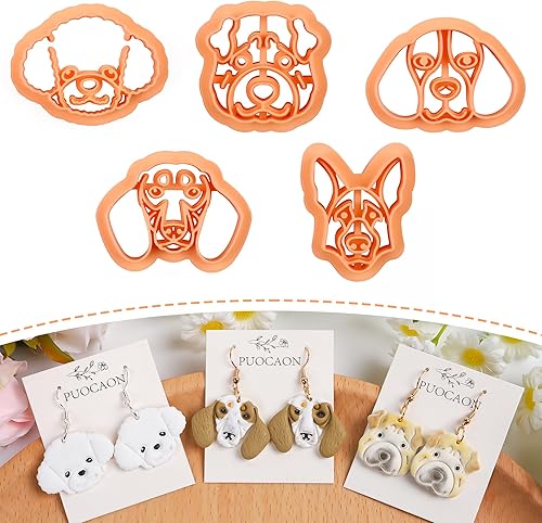 Puocaon Dog Pets - 5 cortadores de arcilla para mascotas lindas para joyas de arcilla polimérica, cortadores de arcilla polimérica Beagle Shar Pei,