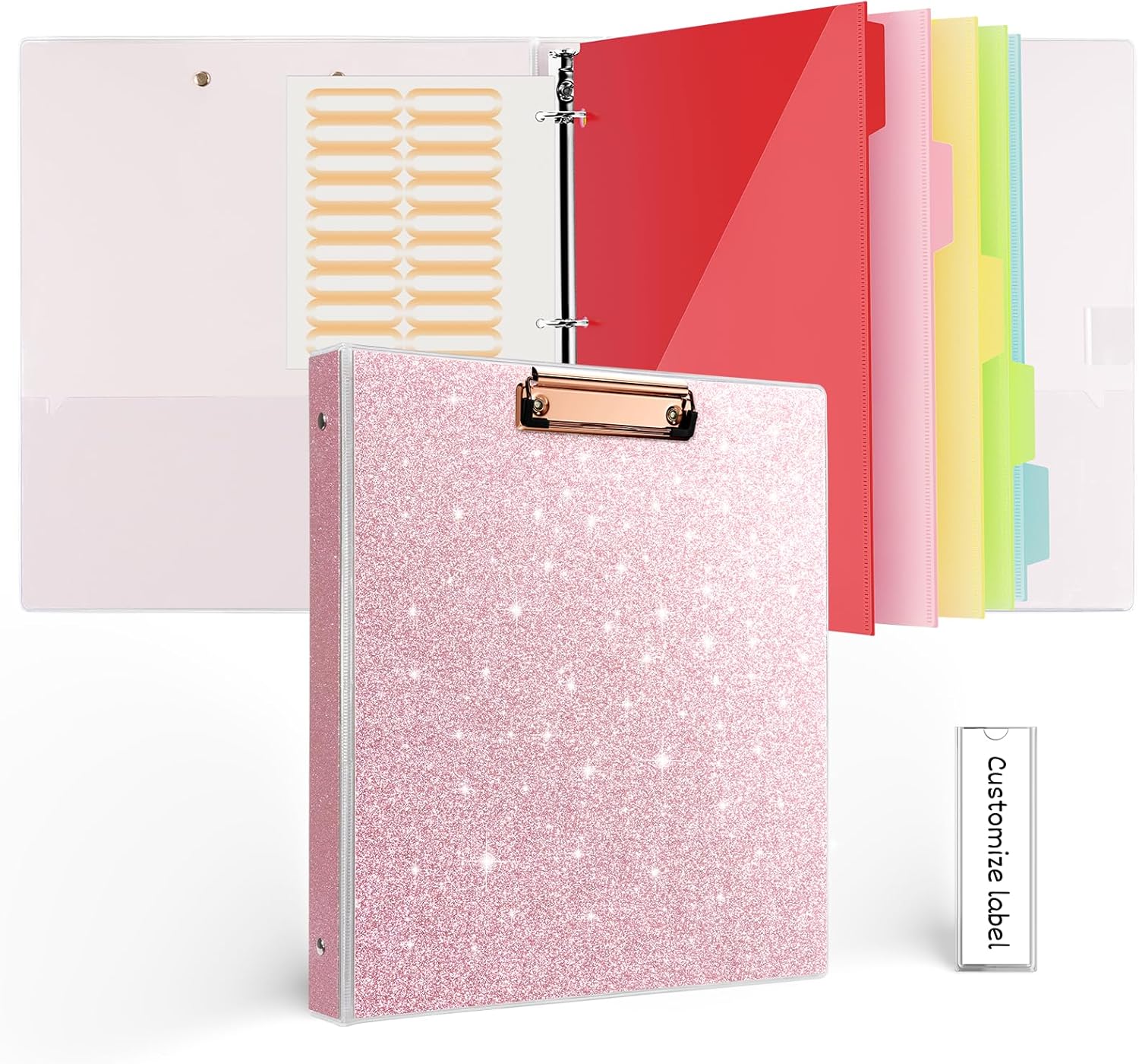 EYROZILL 3 Ring Binder, 1” Round Ring Binder with 5 Tab