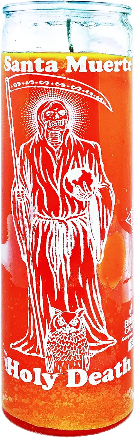 12 PCS Candles VELADORAS HOLY Death Orange Santa Muerte Naranja UNSCENTED Burns 120 HRS