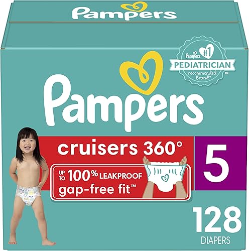 Pañales de tamaño 5, 128 unidades – Pampers Pull On Cruisers 360° Fit Pañales desechables para bebé con cintura elástica, el embalaje y las Pañales de tamaño 5, 128 unidades – Pampers Pull On Cruisers 360° Fit Pañales desechables para bebé con cintura elástica, el embalaje y las